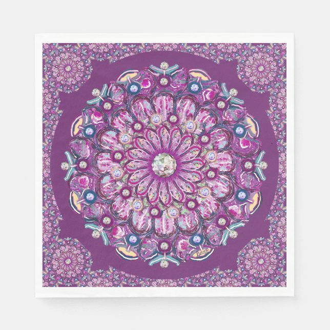 Serviette En Papier Cardinal Red Rosace (Devant)