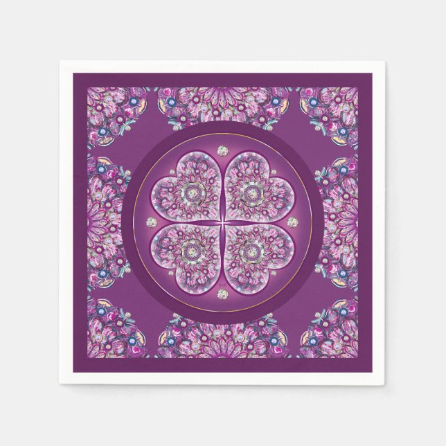 Serviette En Papier Cardinal Red Rosace (Devant)