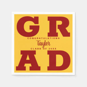 Serviette En Papier Cardinal Red sur Gold Bold Graduation Party