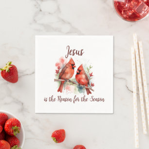 Serviette En Papier Cardinal Rouge de Noël Jésus Raison de la Saison