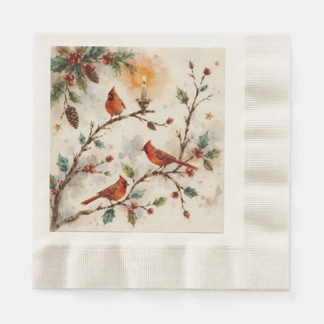 Serviette en papier Cardinals de Noël (Devant)