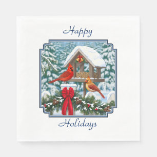 Serviette En Papier Cardinaux et mangeoire de Noël