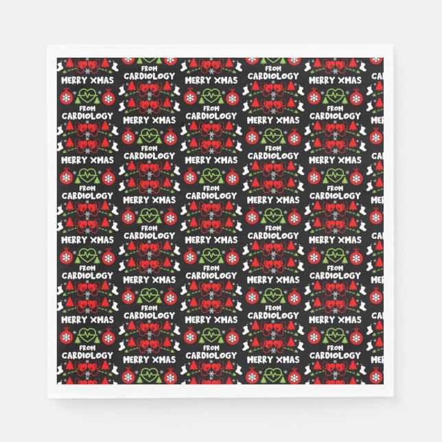 Serviette En Papier Cardiologie Noël Cadeaux Médicales du personnel (Devant)
