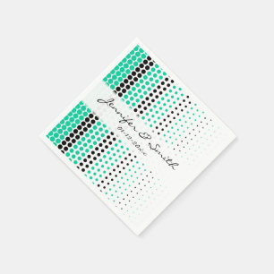 Serviette En Papier Caribéen vert et noir à pois