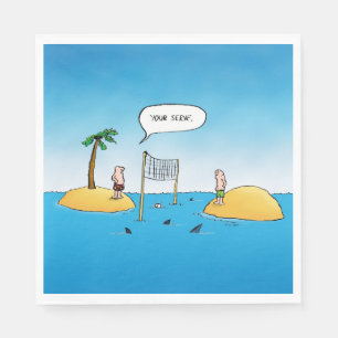 Serviette En Papier Caricature amusante de Shark Volleyball