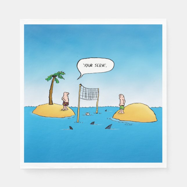 Serviette En Papier Caricature amusante de Shark Volleyball (Devant)