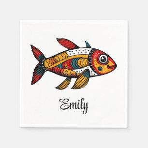 Serviette En Papier Caricature colorée jolie décoration de poisson