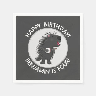Serviette En Papier Caricature d'anniversaire personnalisée de porcupi