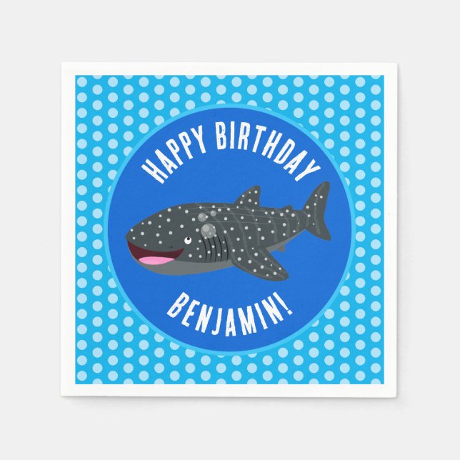 Serviette En Papier Caricature d'anniversaire pour le requin baleine p (Devant)