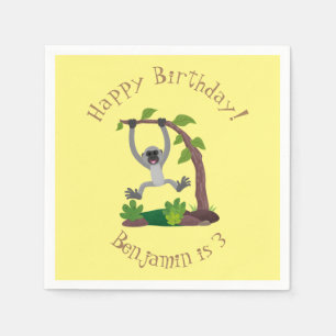 Serviette En Papier Caricature de bande de gibbon joyeux