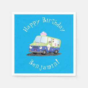 Serviette En Papier Caricature de camion de glace joli