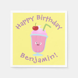 Serviette En Papier Caricature de crème glacée de fraise mignonne