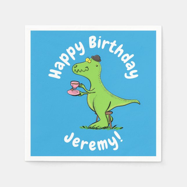 Serviette En Papier Caricature de dinosaure vert t rex (Devant)