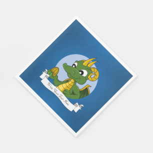 Serviette En Papier Caricature de dragon vert