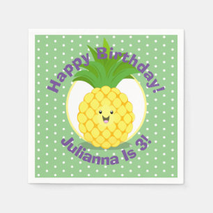 Serviette En Papier Caricature de fruits tropicaux à l'ananas mou