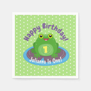 Serviette En Papier Caricature de grenouille verte mignonne