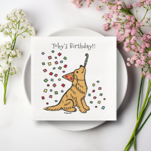 Serviette En Papier Caricature de l'Anniversaire Golden Retriever