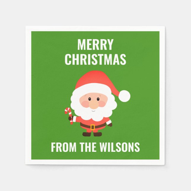 Serviette En Papier Caricature de Noël de la mignonne Père Noël (Devant)