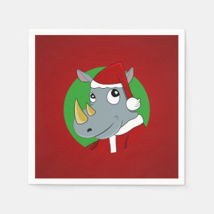 Serviette En Papier Caricature de rhinocéros de Noël