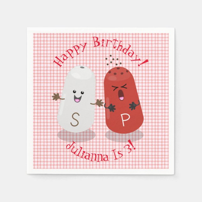 Serviette En Papier Caricature joli kawaii sel et poivre (Devant)