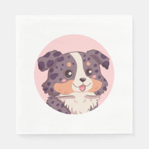 Serviette En Papier Caricature mignonne chien berger australien kawaii