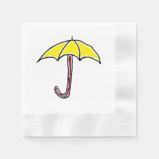 Serviette En Papier Caricature parapluie Jaune ou Jour ensoleillé (Devant)