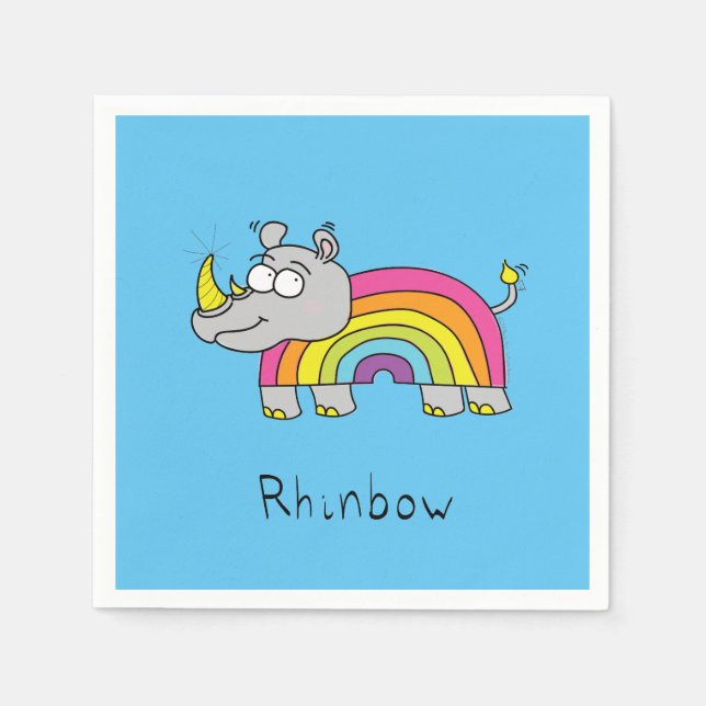 Serviette En Papier Caricature pour enfants sur le Rhino Rainbow Rhino (Devant)