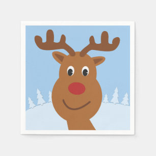 Serviette En Papier Caricature Rudolph the Reindeer Blue