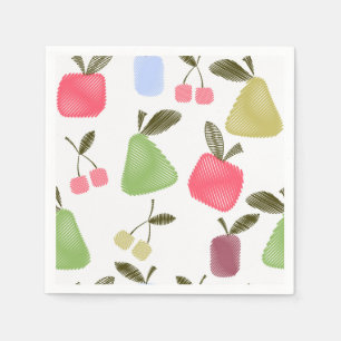 Serviette En Papier Caricature sans joint rayé fruits pomme poires che