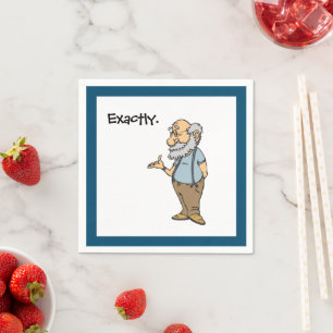 Serviette En Papier Caricature Smart Old Man, Sagesse Amusante des per