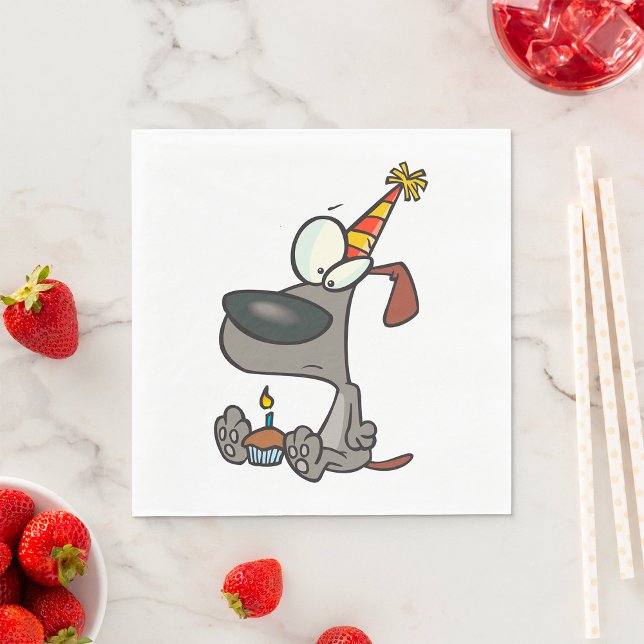 Serviette En Papier Caricature triste pour chien d'anniversaire avec C (Créateur téléchargé)