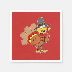 Serviette En Papier Caricature Turquie pèlerin Casquette Thanksgiving