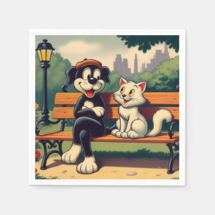 Serviette En Papier Caricature vintage pour chien/chat