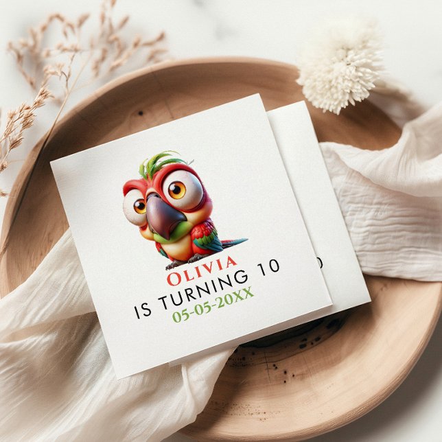 Serviette En Papier Caricatures de perroquets magiques 1er anniversair (Créateur téléchargé)