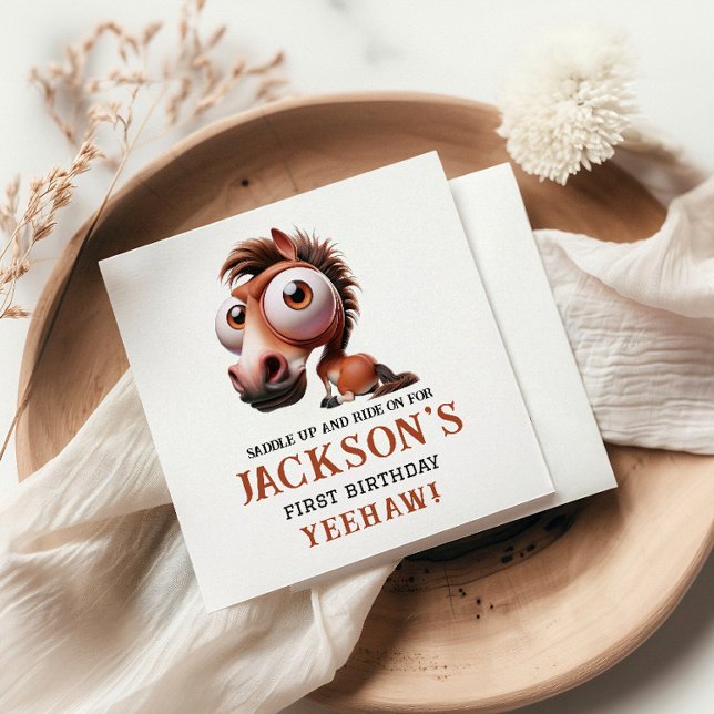 Serviette En Papier Caricatures du cheval 1er anniversaire (Créateur téléchargé)