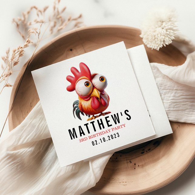 Serviette En Papier Caricatures du coq mignonne 3ème anniversaire (Créateur téléchargé)