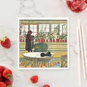 Serviette En Papier Carl Larsson - Fleurs sur un rebord de fenêtre