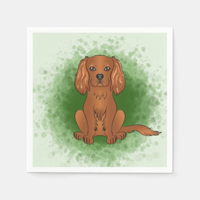 Serviette En Papier Carlin Cavalier King Charles Spaniel Ruby de coule (Devant)