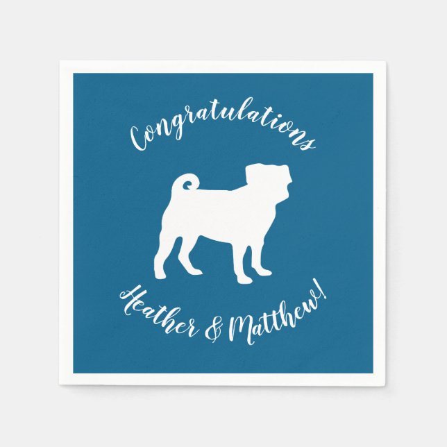 Serviette En Papier Carlin Chien Baby shower Chien bleu Chiot garçon (Devant)