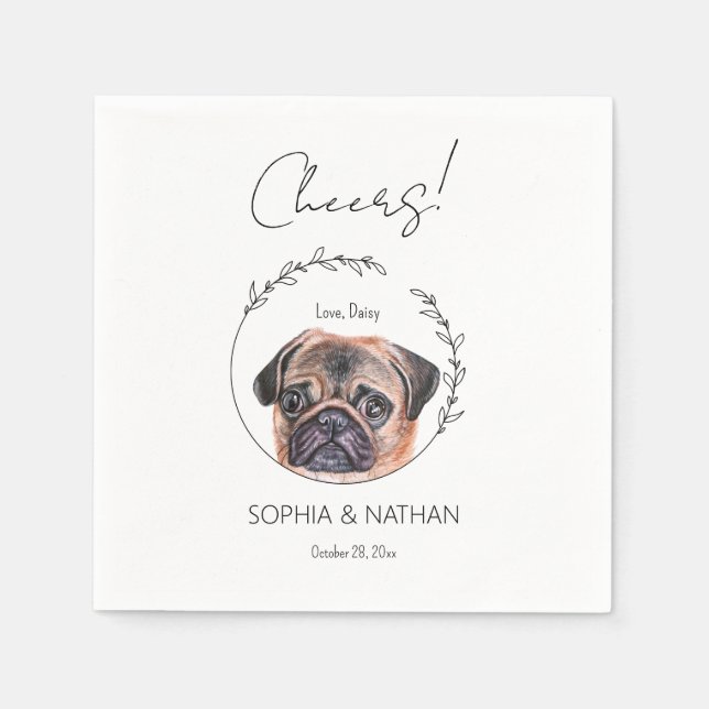 Serviette En Papier Carlin simple Chien Mariage Cocktail Napkins (Devant)