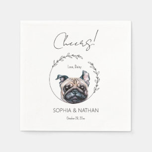 Serviette En Papier Carlin simple Chien Mariage Cocktail Napkins