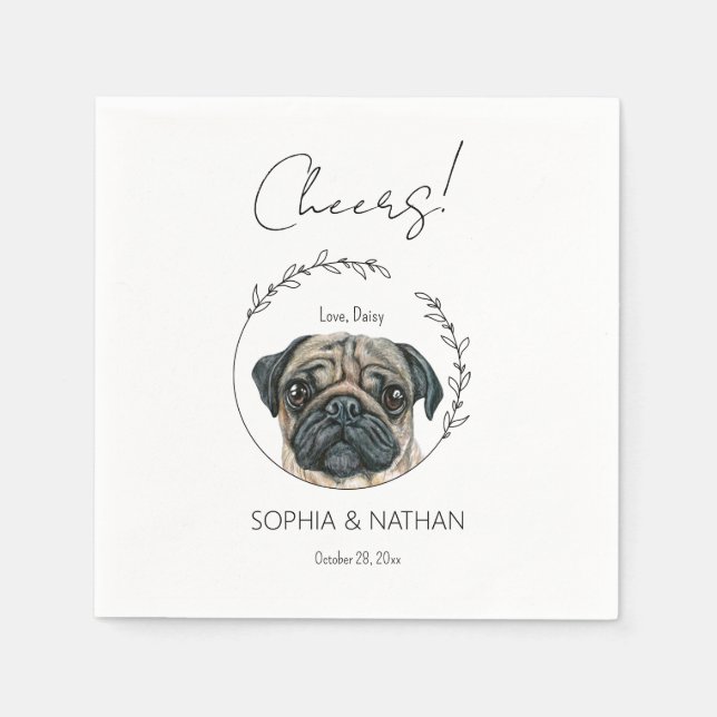 Serviette En Papier Carlin simple Chien Mariage Cocktail Napkins (Devant)