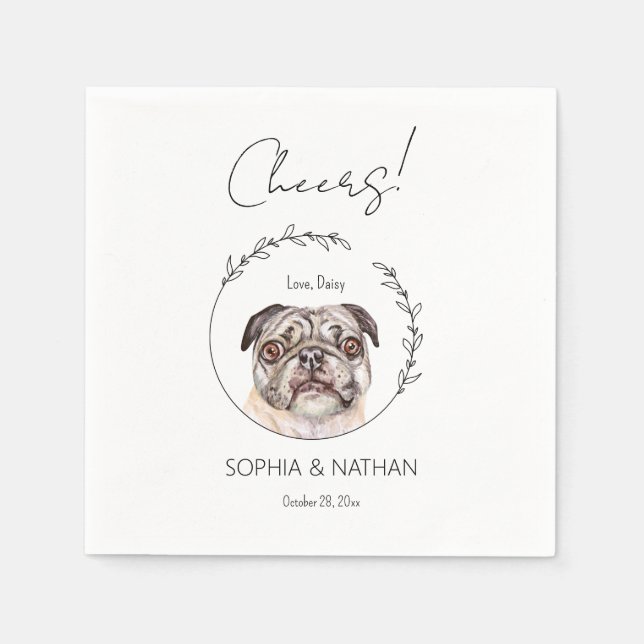 Serviette En Papier Carlin simple Chien Mariage Cocktail Napkins (Devant)