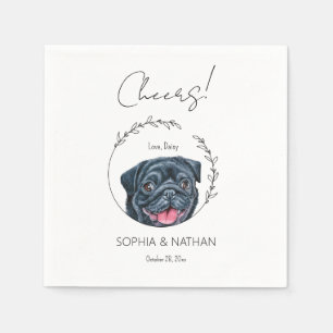 Serviette En Papier Carlin simple Chien Mariage Cocktail Napkins