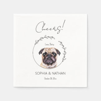 Serviette En Papier Carlin simple Chien Mariage Cocktail Napkins