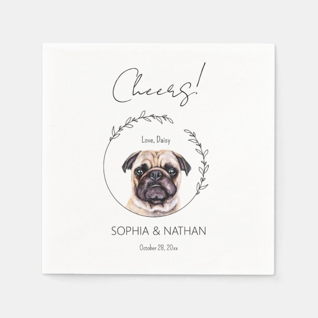 Serviette En Papier Carlin simple Chien Mariage Cocktail Napkins (Devant)