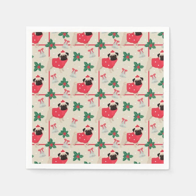 Serviette En Papier Carlins de Noël amusants (Devant)