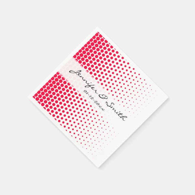 Serviette En Papier Carmine Rouge Polka Dot Blanc moderne (Coin)