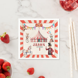 Serviette En Papier Carnaval de cirque vintage Papier d'anniversaire N