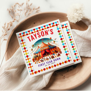 Serviette En Papier Carnaval moderne de Cute Circus 1er anniversaire